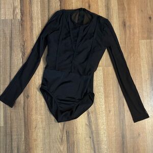 Weissman Black Long Sleeve Bodysuit / Leo dance costume Size MC